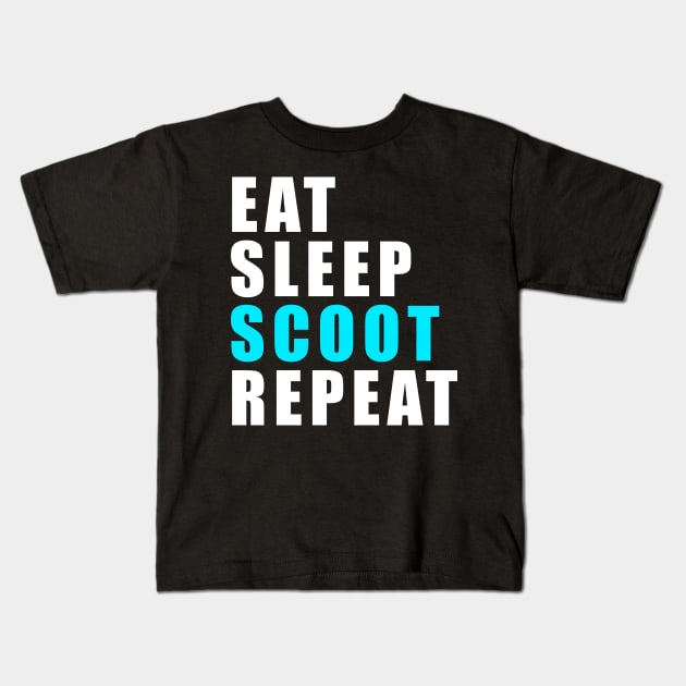 eat sleep scoot repeat Kids T-Shirt by SplashDesign